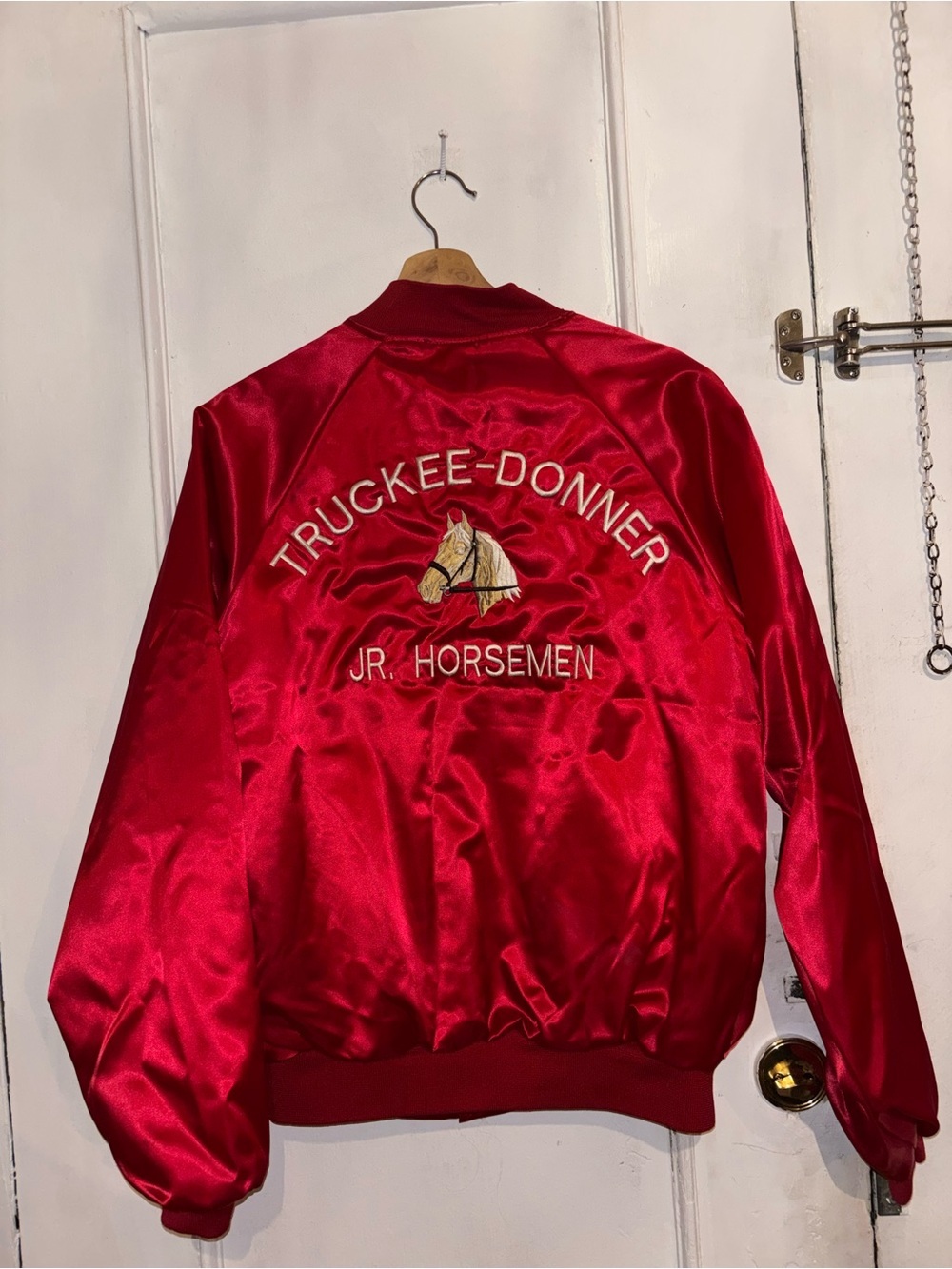 Truckee-Donner JR. Horsemen Red Satin Bomber Jacket